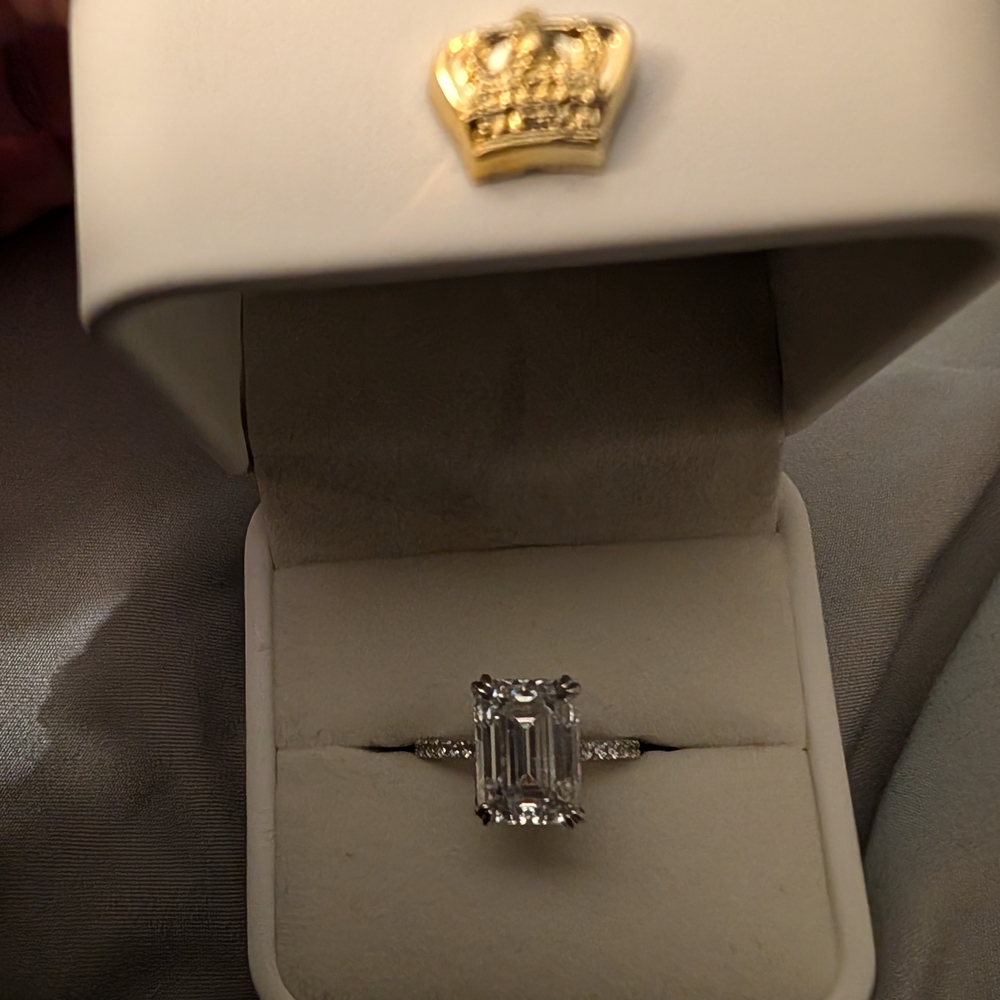 Elegant Silver Moissanite Diamond Ring Size 5.5